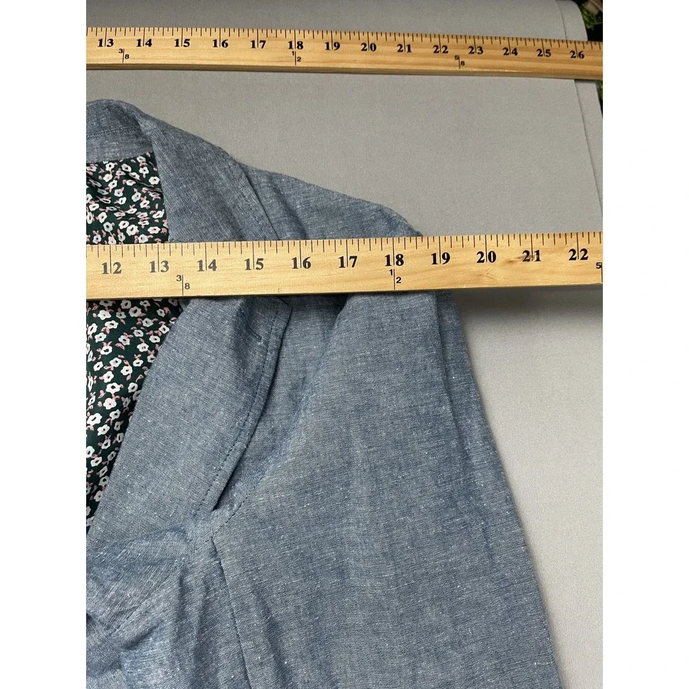 Goodfellow & Co Men's L Blue Chambray Linen Blend Blazer Sport Coat Jacket‎